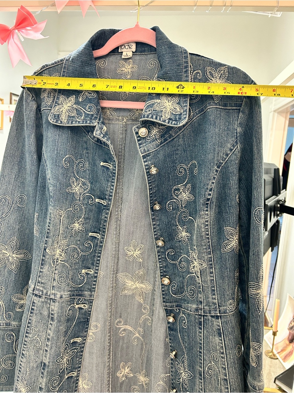 Cache Long Blue Denim Embroidered Jacket - Picture 6 of 6